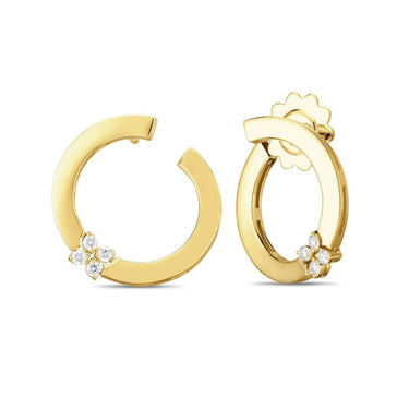 ROBERTO COIN LOVE IN VERONA 18CT YELLOW GOLD DIAMOND CIRCLE EARRINGS
