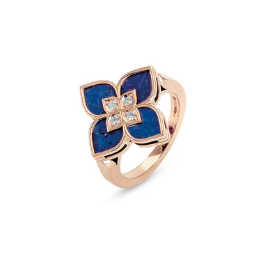 ROBERTO COIN 'VENETIAN PRINCESS' 18CT ROSE GOLD BLUE LAPIS & DIAMOND RING