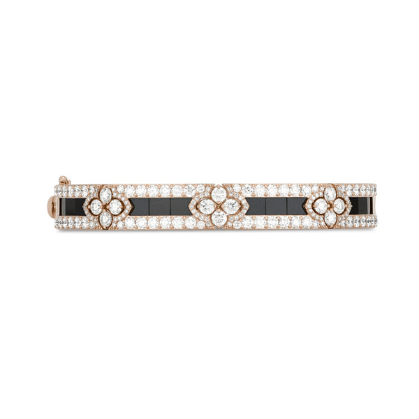 ROBERTO COIN 'LOVE IN VERONA' 18CT ROSE GOLD BLACK JADE & DIAMOND BANGLE (Image 2)