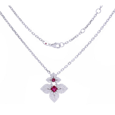 ROBERTO COIN PRINCESS STAR 18CT WHITE GOLD RUBELLITE & DIAMOND NECKLACE