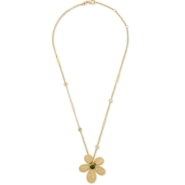 "JASMINE" 18ct YELLOW GOLD DIAMOND, MOTHER OF PEARL & RUBY NECKLACE (Image 1)