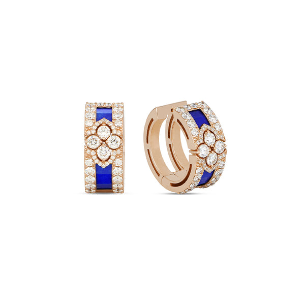 ROBERTO COIN 'LOVE IN VERONA' 18CT ROSE GOLD BLUE LAPIS & DIAMOND EARRINGS (Image 1)