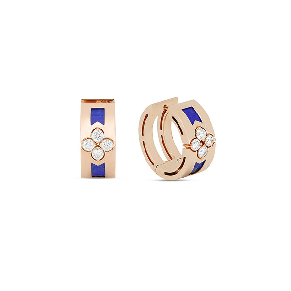 ROBERTO COIN 'LOVE IN VERONA' 18CT ROSE GOLD BLUE LAPIS & DIAMOND EARRINGS (Image 1)