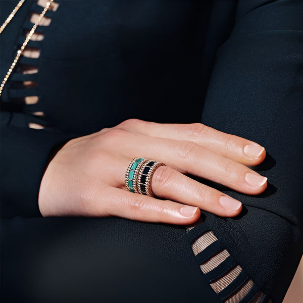 ROBERTO COIN ART DECO ROSE GOLD, MOTHER OF PEARL & DIAMOND RING (Image 2)