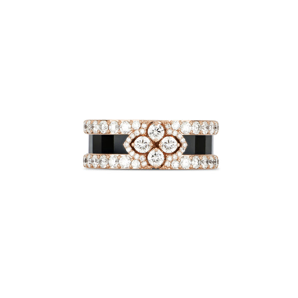 ROBERTO COIN 'LOVE IN VERONA' 18CT ROSE GOLD BLACK JADE & DIAMOND RING (Image 1)