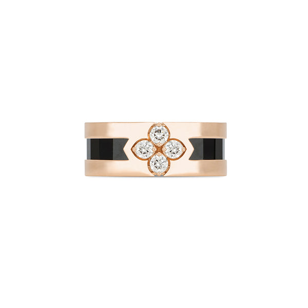 ROBERTO COIN 'LOVE IN VERONA' 18CT ROSE GOLD BLACK JADE & DIAMOND RING (Image 1)