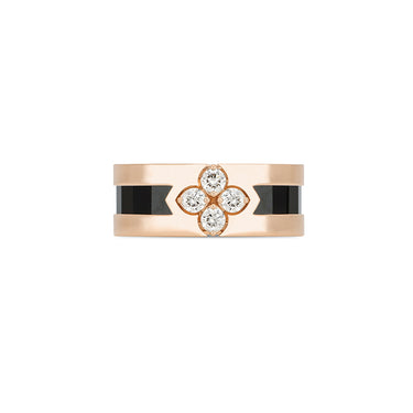 ROBERTO COIN 'LOVE IN VERONA' 18CT ROSE GOLD BLACK JADE & DIAMOND RING