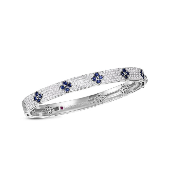 ROBERTO COIN LOVE IN VERONA DIAMOND AND SAPPHIRE, 18CT WHITE GOLD BANGLE (Image 1)