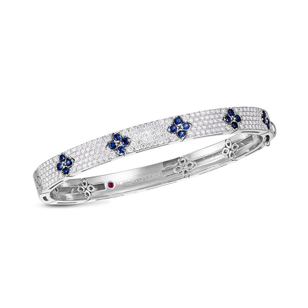 ROBERTO COIN 'LOVE IN VERONA' 18CT WHITE GOLD SAPPHIRE & DIAMOND BANGLE (Image 1)