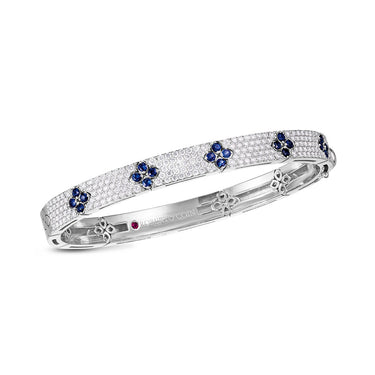 ROBERTO COIN 'LOVE IN VERONA' 18CT WHITE GOLD SAPPHIRE & DIAMOND BANGLE