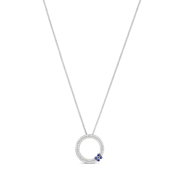 ROBERTO COIN 'LOVE IN VERONA' 18CT WHITE GOLD SAPPHIRE & DIAMOND NECKLACE (Image 1)