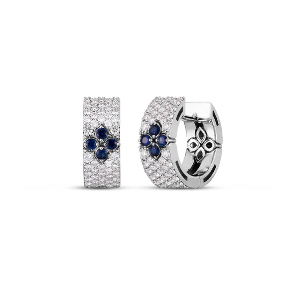 ROBERTO COIN 'LOVE IN VERONA' 18CT WHITE GOLD SAPPHIRE & DIAMOND EARRINGS (Image 1)