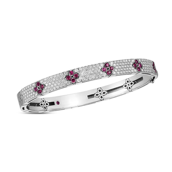 ROBERTO COIN 'LOVE IN VERONA' 18CT WHITE GOLD RUBY & DIAMOND BANGLE (Image 1)