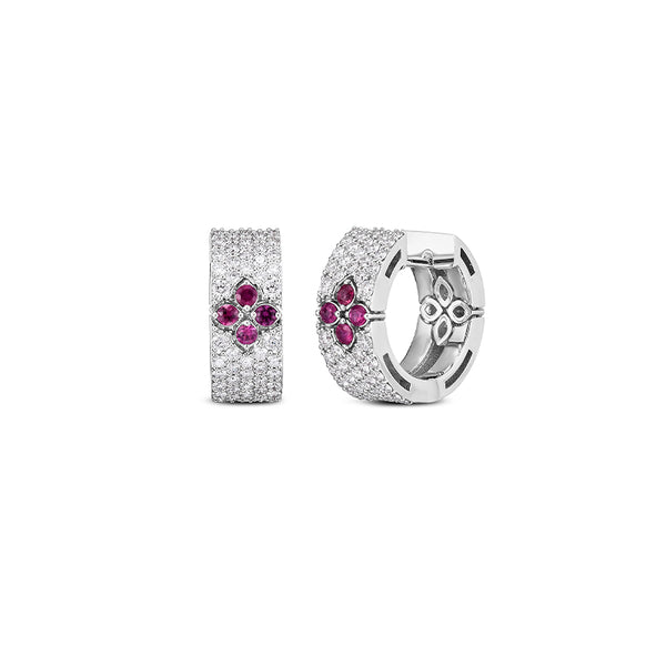 ROBERTO COIN 'LOVE IN VERONA' 18CT WHITE GOLD RUBY & DIAMOND EARRINGS (Image 1)