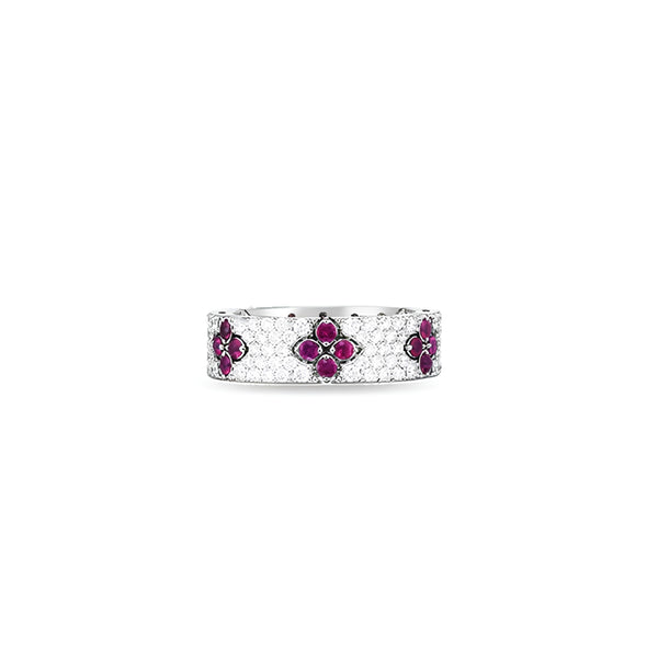 ROBERTO COIN LOVE IN VERONA DIAMOND AND RUBY, 18CT WHITE GOLD RING (Image 1)