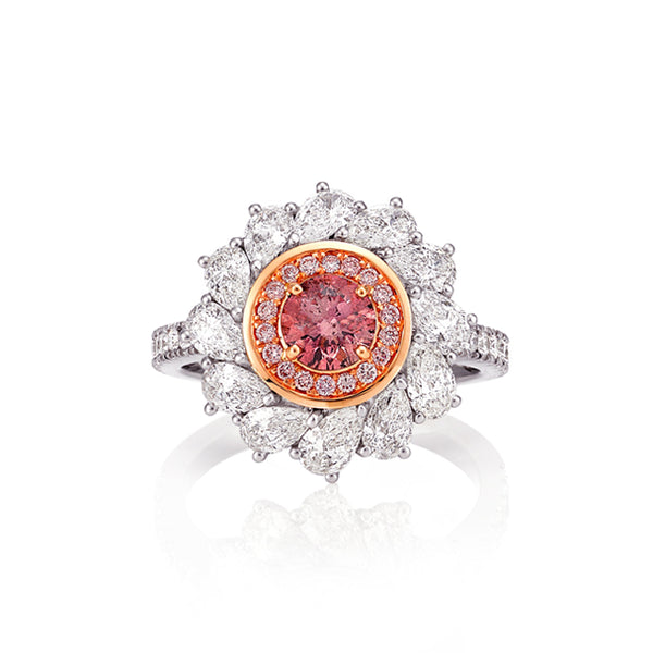 PLATINUM 0.57CT ARGYLE PINK DIAMOND CLUSTER STYLE RING (Image 1)