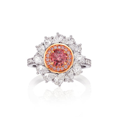 PLATINUM 0.57CT ARGYLE PINK DIAMOND CLUSTER STYLE RING