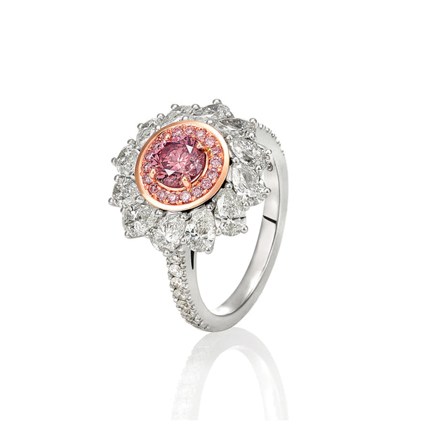 PLATINUM 0.57CT ARGYLE PINK DIAMOND CLUSTER STYLE RING (Image 2)