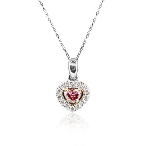 0.17CT ARGYLE HEART SHAPE PINK WHITE DIAMOND Pendant (Image 1)