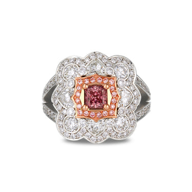 PLATINUM 0.50CT ARGYLE PINK DIAMOND PRINCESS CUT DIAMOND RING