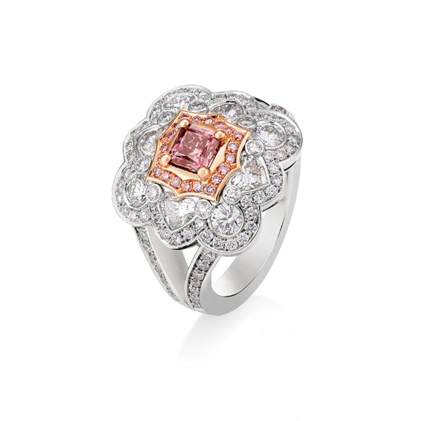 PLATINUM 0.50CT ARGYLE PINK DIAMOND PRINCESS CUT DIAMOND RING (Image 2)