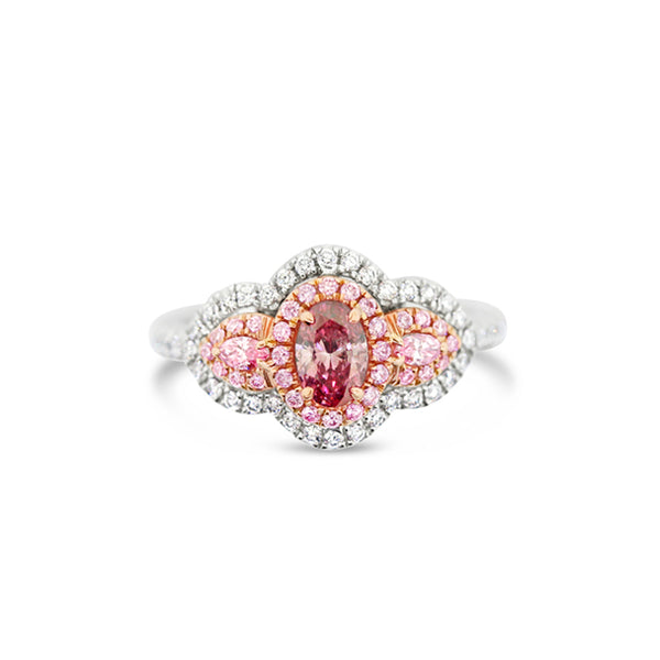 ARGYLE PINK AND WHITE DIAMOND RING SET IN PLATINUM (Image 1)