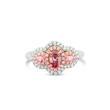 ARGYLE PINK AND WHITE DIAMOND RING SET IN PLATINUM