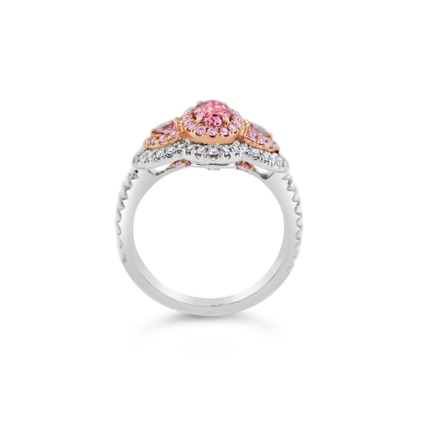 ARGYLE PINK AND WHITE DIAMOND RING SET IN PLATINUM (Image 3)