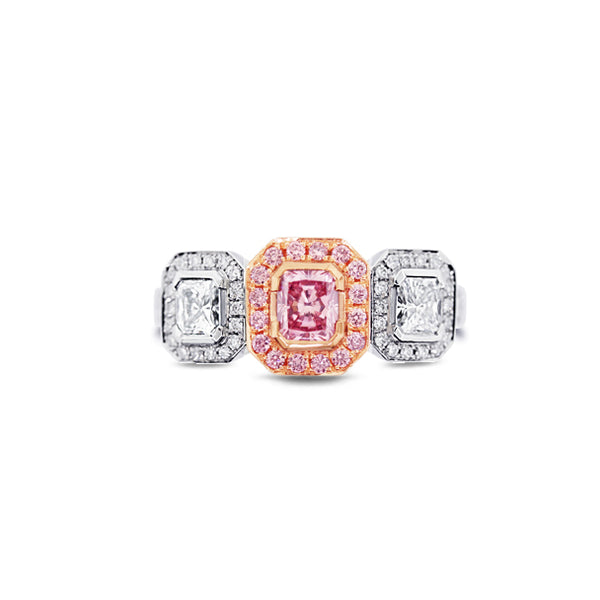 PLATINUM AND 18CT ROSE GOLD 0.40CT RADIANT CUT ARGYLE PINK DIAMOND AND WHITE DIAMOND RING (Image 1)