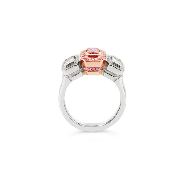PLATINUM AND 18CT ROSE GOLD 0.40CT RADIANT CUT ARGYLE PINK DIAMOND AND WHITE DIAMOND RING (Image 3)