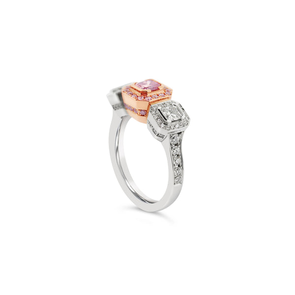 PLATINUM AND 18CT ROSE GOLD 0.40CT RADIANT CUT ARGYLE PINK DIAMOND AND WHITE DIAMOND RING (Image 2)