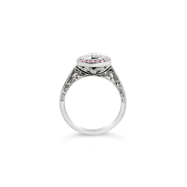 ARGYLE PINK DIAMOND AND DIAMOND "GRACE" RING SET IN PLATINUM (Image 3)