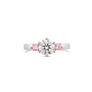 ARGYLE PINK DIAMOND AND DIAMOND PLATINUM AND ROSE GOLD RING