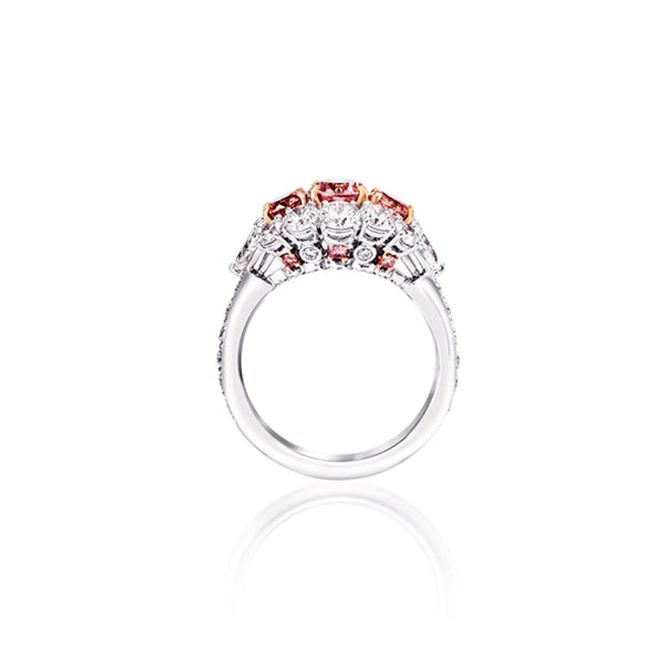 ARGYLE PINK DIAMOND AND WHITE DIAMOND RING TRILOGY RING SET IN PLATINUM & ROSE GOLD (Image 3)