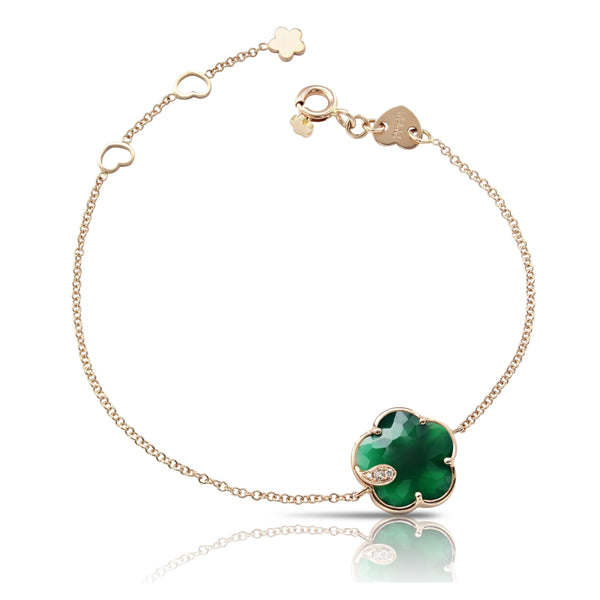 PASQUALE BRUNI PETIT JOLI 18CT ROSE GOLD GREEN & WHITE AGATE BRACELET WITH CHAMPAGNE & WHITE DIAMONDS (Image 1)