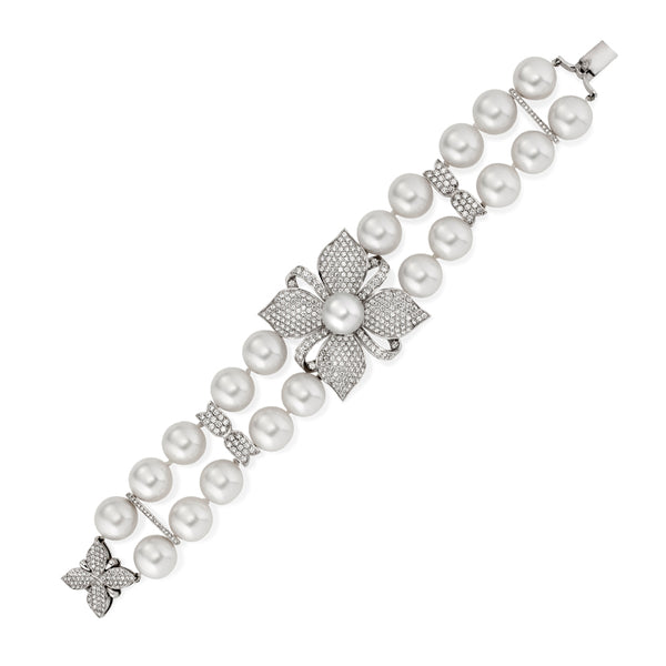 BESPOKE 'FRANGIPANI' PEARL AND DIAMOND BRACELET (Image 1)