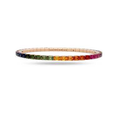 DEMEGLIO 'EXTENSIBLE' 18CT ROSE GOLD RAINBOW SAPPHIRE STRETCH BRACELET