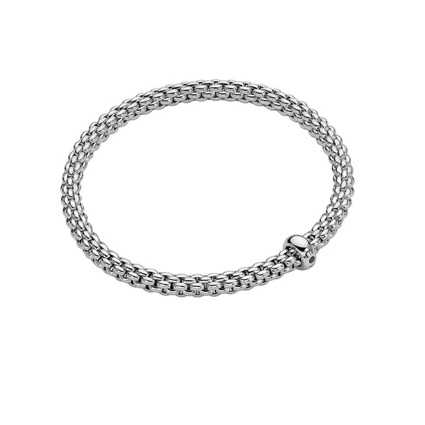 FOPE "SOLO" 18ct WHITE GOLD BLACK DIAMOND RHONDEL BRACELET SIZE MEDIUM (Image 1)