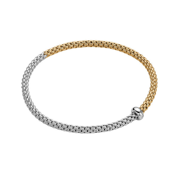 FOPE 'PRIMA' 18CT YELLOW & WHITE GOLD DIAMOND BRACELET SIZE MEDIUM (Image 1)