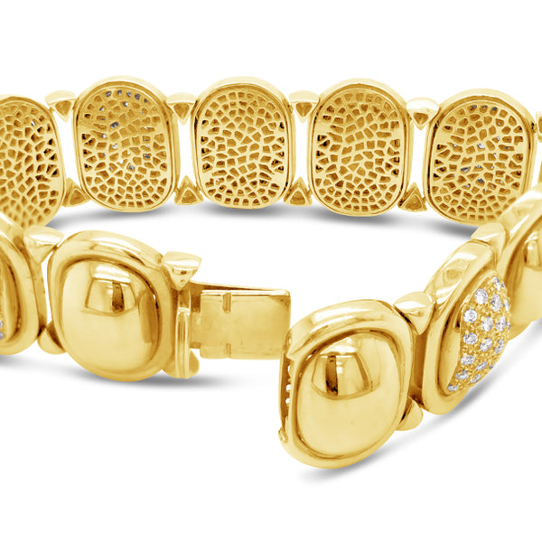 18CT YELLOW GOLD PAVE DIAMOND SET BRACELET (Image 2)