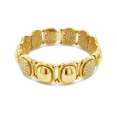 18CT YELLOW GOLD PAVE DIAMOND SET BRACELET