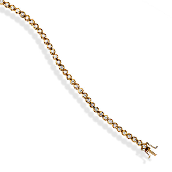 PICCHIOTTI 18CT YELLOW GOLD DIAMOND LINE BRACELET (Image 2)