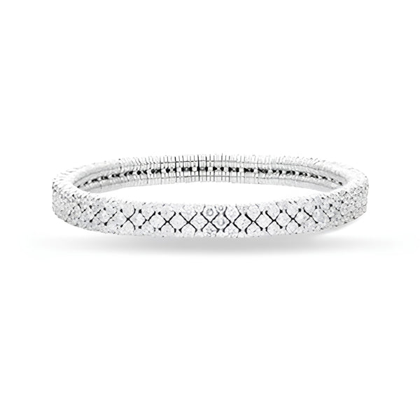 DEMEGLIO "CASHMERE" TWO ROWS 18CT WHITE GOLD AND WHITE DIAMOND STRETCH BRACELET (Image 1)