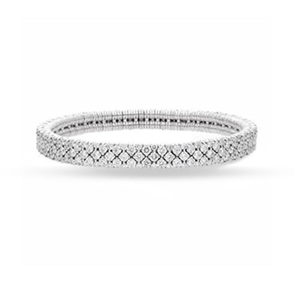 DEMEGLIO "CASHMERE" TWO ROWS 18CT WHITE GOLD AND WHITE DIAMOND STRETCH BRACELET (Image 1)