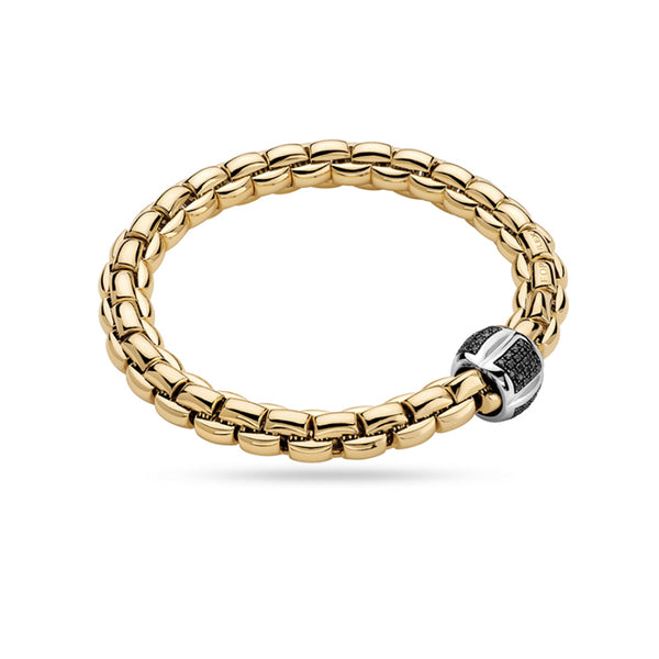 FOPE 'EKA' 18CT YELLOW GOLD AND 18CT WHITE GOLD BLACK DIAMOND RHONDEL FLEX'IT BRACELET (Image 1)