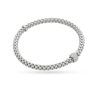 FOPE 'SOLO' 18CT WHITE GOLD PAVE SET DIAMOND RONDELLE BRACELET