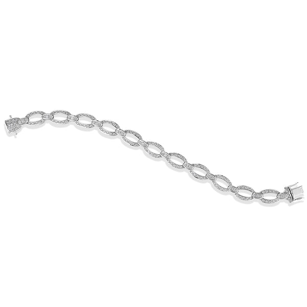 18CT WHITE GOLD DIAMOND SET OVAL LINK BRACELET (Image 2)