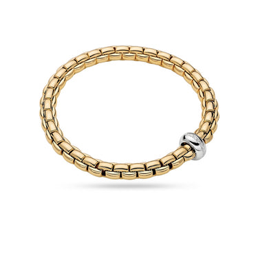 FOPE 'EKA' 18CT YELLOW GOLD AND 18CT WHITE GOLD DIAMOND SET RHONDEL FLEXIBLE BRACELET