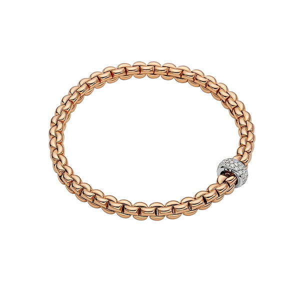 FOPE "EKA" 18ct ROSE GOLD ROUND BRILLIANT CUT DIAMOND BRACELET LARGE SIZE (Image 1)