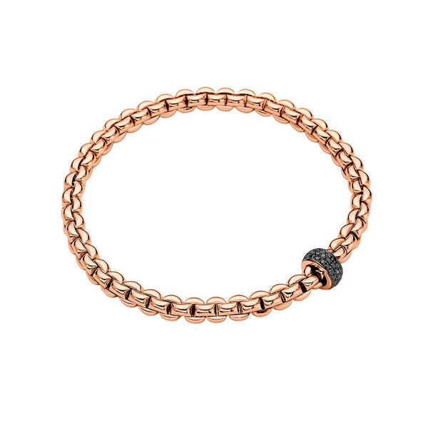 FOPE "EKA" 18ct ROSE GOLD ROUND BRILLIANT CUT BLACK DIAMOND BRACELET MEDIUM SIZE (Image 1)